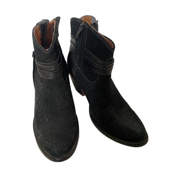 Lucchese Robyn Feather Boots Black Sz 10 B EUC Boho Style Suede Leather - Picture 3 of 9